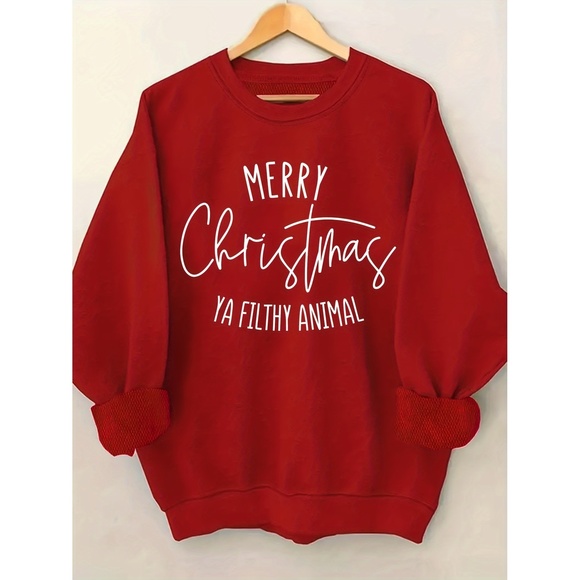 [Winter Sweatshirt] Casual Letter Print Sweatshirt | Crew Neck Women's Clothing - Picture 1 of 5